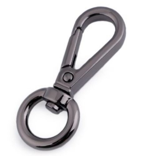 Karabinerhaken - 12mm Fädelloch - schwarz anthrazit dick